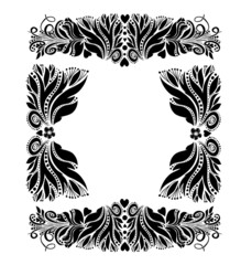 A set of abstract decorative black elements. Vintage abstract frame. Vector illustration