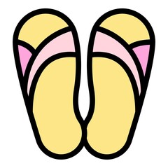Rubber beach sandals icon. Outline rubber beach sandals vector icon color flat isolated