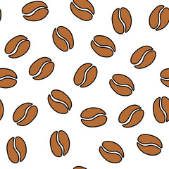Hand-drawn vector doodle-style pattern with coffee beans.