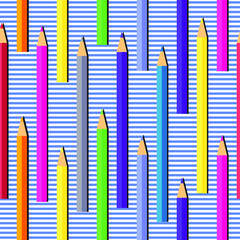 Obraz premium Colored pencils. Seamless pattern. Colorful vector illustration. 