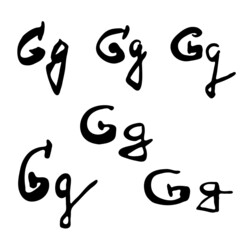 Vector handwritten letter G. Brush lettering. Hand drawn collection of letters for design