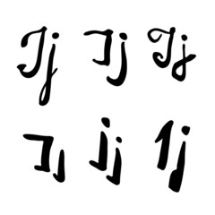Vector handwritten letter J. Brush lettering. Hand drawn collection of letters for design
