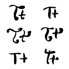 Vector handwritten letter T. Brush lettering. Hand drawn collection of letters for design