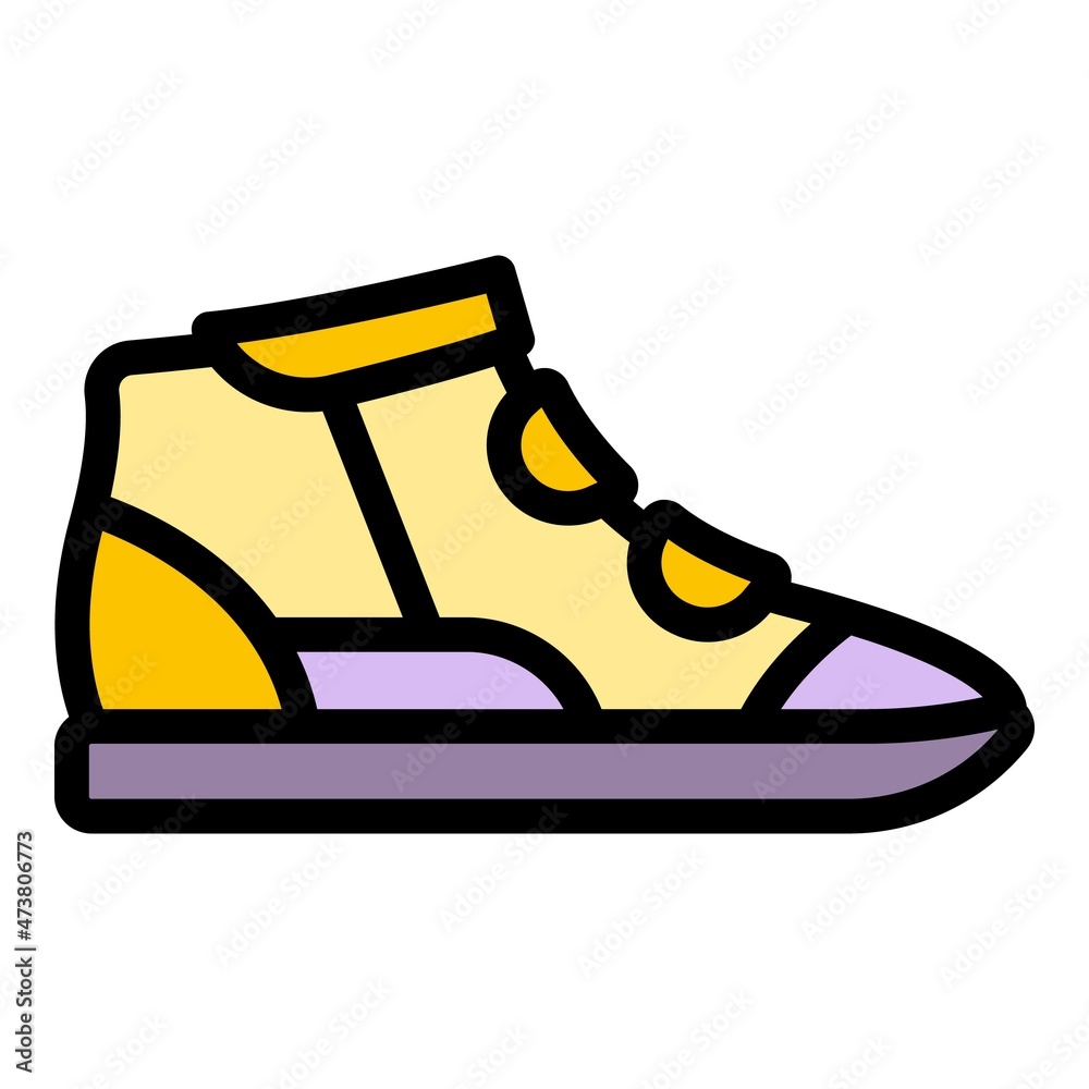 Sticker Winter sneakers icon. Outline winter sneakers vector icon color flat isolated - Stickers