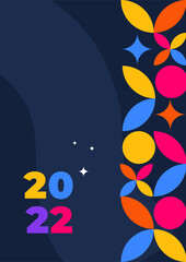 Fototapeta na wymiar Happy New Year 2022. Vector illustration for greeting card, party invitation card, website banner, social media banner, background, cover design template, marketing material.