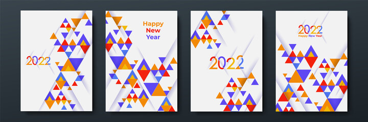 Shiny New Year Abstract Flat Geometric Cover A4 Design Background
