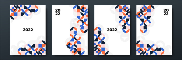 Awesome 2022 Abstract Flat Bauhaus Cover A4 Design Background