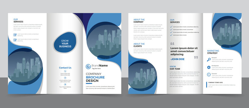 Creative corporate modern business trifold brochure template, trifold layout, a4 size brochure.