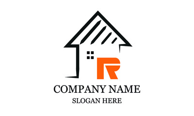 Architecture logo design, vector design template of construction company brand, real estate sign with letter R.