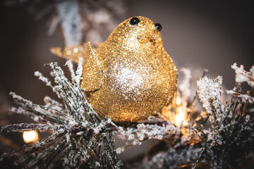 golden christmas bird
