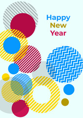 Design of 2022 happy new year background. Strong typography. Colorful and easy to remember. Design for branding, presentation, portfolio, business, education, banner. Vector, illustration