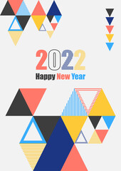 Design of 2022 happy new year background. Strong typography. Colorful and easy to remember. Design for branding, presentation, portfolio, business, education, banner. Vector, illustration