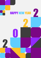 Design of 2022 happy new year background. Strong typography. Colorful and easy to remember. Design for branding, presentation, portfolio, business, education, banner. Vector, illustration