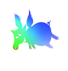 Cute pig with wings. Funny cartoon character. 