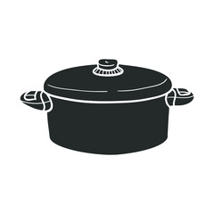 Cooking Pot Icon Silhouette Illustration. Kitchen Vector Graphic Pictogram Symbol Clip Art. Doodle Sketch Black Sign.