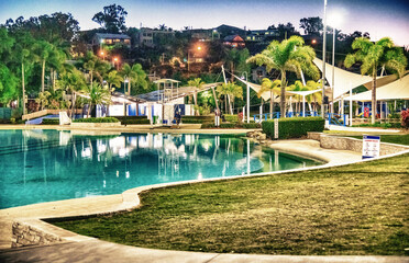 Airlie Beach park at night, Australia.
