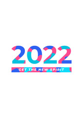 Fantastic New Year 2022 blue pink Hand draw Cover A4 Design Background