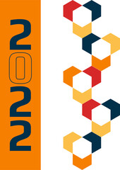 Obraz premium Happy New Year 2022. Vector illustration for greeting card, party invitation card, website banner, social media banner, background, cover design template, marketing material.