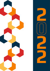 Happy New Year 2022. Vector illustration for greeting card, party invitation card, website banner, social media banner, background, cover design template, marketing material.