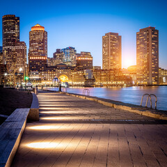 Obraz premium The architecture of Boston in Massachusetts, USA at Boston Harbor and Financial District.