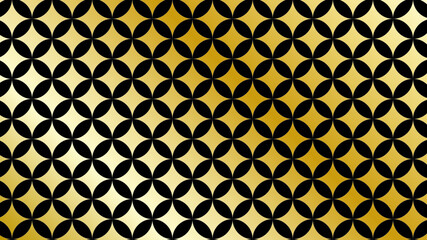 和柄シームレスパターン背景　七宝　黒と金のグラデーション