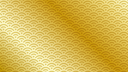 和柄シームレスパターン背景　青海波　金　グラデーション