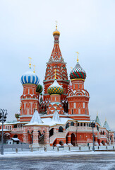 Moscow, Russia, St. Basil's Cathedral on Red Square. Winter.
This is one of the most beautiful and ancient churches in Moscow, the most important decoration of Red Square.
