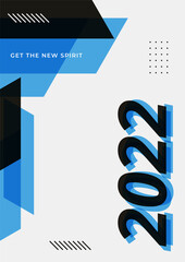 Stylish happy new 2022 year template. Vector illustration for greeting card, party invitation card, website banner, social media banner, background, cover design template, marketing material.