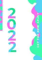 Happy New Year 2022. Vector illustration for greeting card, party invitation card, website banner, social media banner, background, cover design template, marketing material.