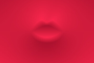 Abstract background with lips. Red. Vector illustration. 3D realistic