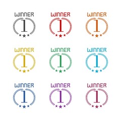 Award winner icon isolated on white background, color set