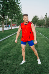 Fototapeta premium athletic man in park crossfit lifestyle workout