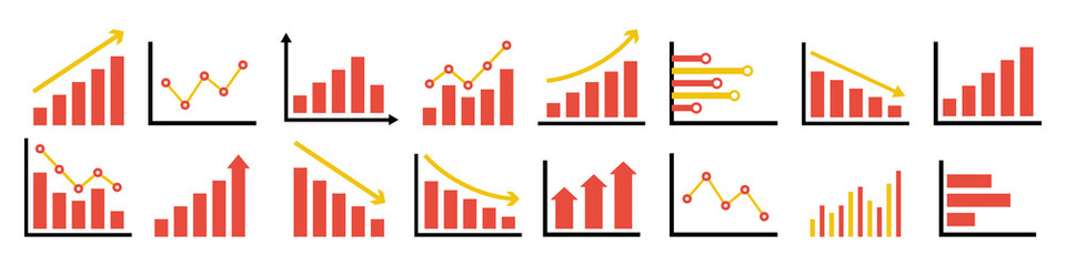 Business graph icon set simple design
