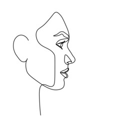 Surreal Faces Continuous line, drawing of set faces and hairstyle, fashion concept, woman beauty minimalist, vector illustration pretty sexy. Contemporary portrait
