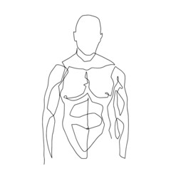 Continuous line male figure naked strong muscular healthy vector illustration hand drawn design print graphics style