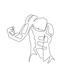 Continuous line male figure naked strong muscular healthy vector illustration hand drawn design print graphics style