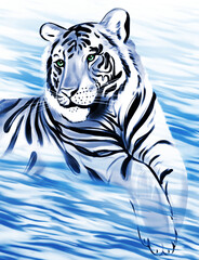 Tiger, symbol of 2022, the year of the water tiger, water.