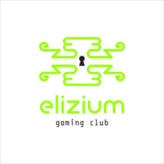 Logo for the gaming club Elizium WITH LICENSE FONTS