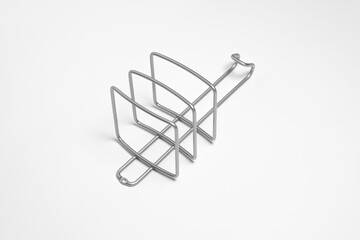 Metal hanger for clothes isolated on white background.High resolution photo.Top view. Mock-up.