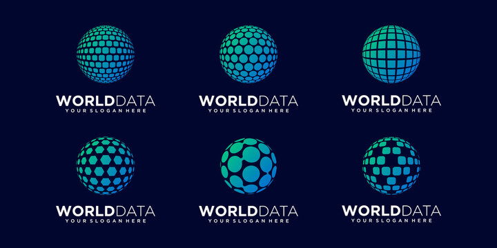set of abstract planet data Logo Design vector Template.