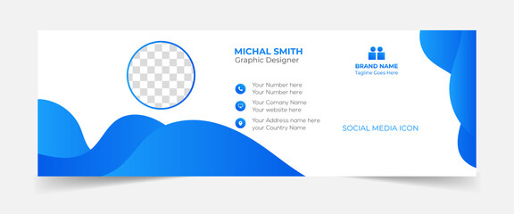 Modern corporate email signature design. Elegant Corporate Minimal email signature Flat Mail template or email footer and personal Business Mobile Corporate EMAIL signature design