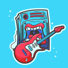 loud speaker playing guitar cartoon