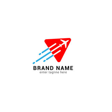 Media Play Plane Pixel Logo Design Template