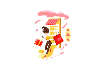 Online Shopping Illustration concept. Flat illustration isolated on white background