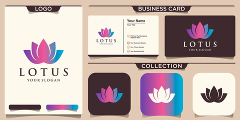 symbol colorful Lotus Flower Logo and business card design