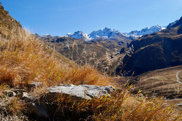 View of snow-capped mountains in Silvretta, Vorarlberg, Austria.