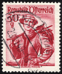 Postage stamps of the Austria. Stamp printed in the Austria. Stamp printed by Austria.