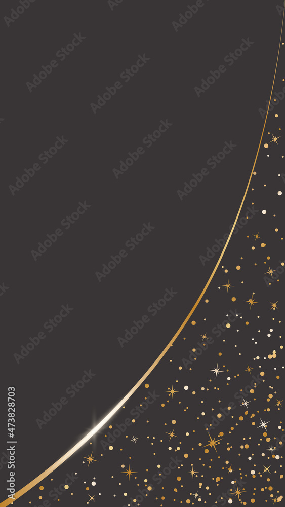 Wall mural dark celestial background with a copy space. shiny golden elegant astrological frame with stars on a