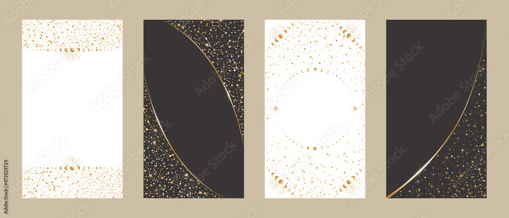 Canvas Prints celestial card templates for stories and web banners with a copy space. festive vector backgrounds s