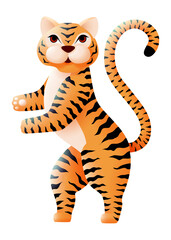 Fototapeta na wymiar Cartoon tiger character. Asian symbol. Chinese 2022 year mascot
